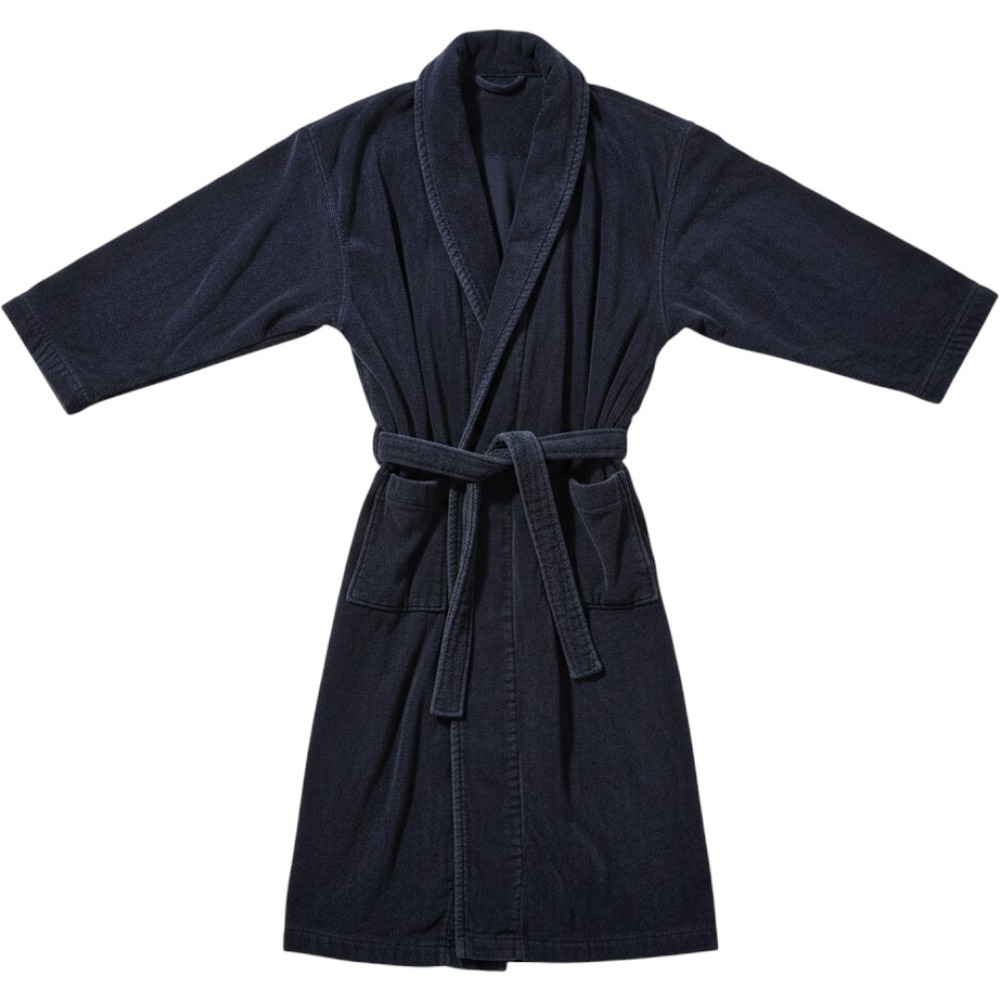 Claybrooke Men Navy Blue 100% Heavy Cotton Terry Cloth Bath Robe One Size Turkey